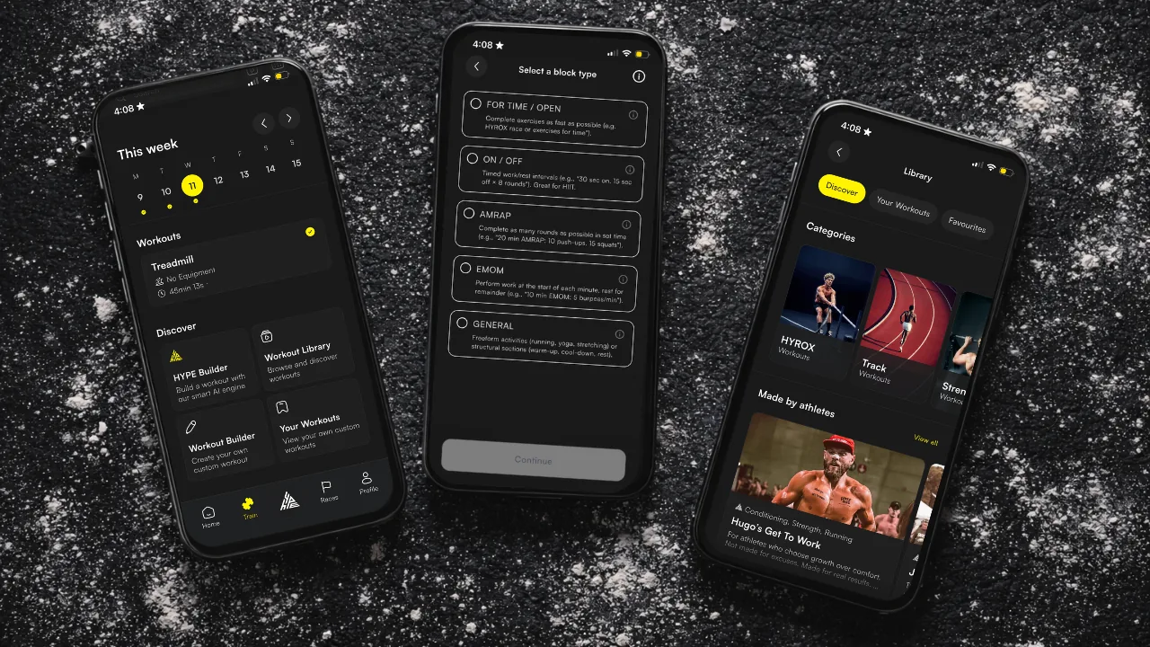 Train tab workout library