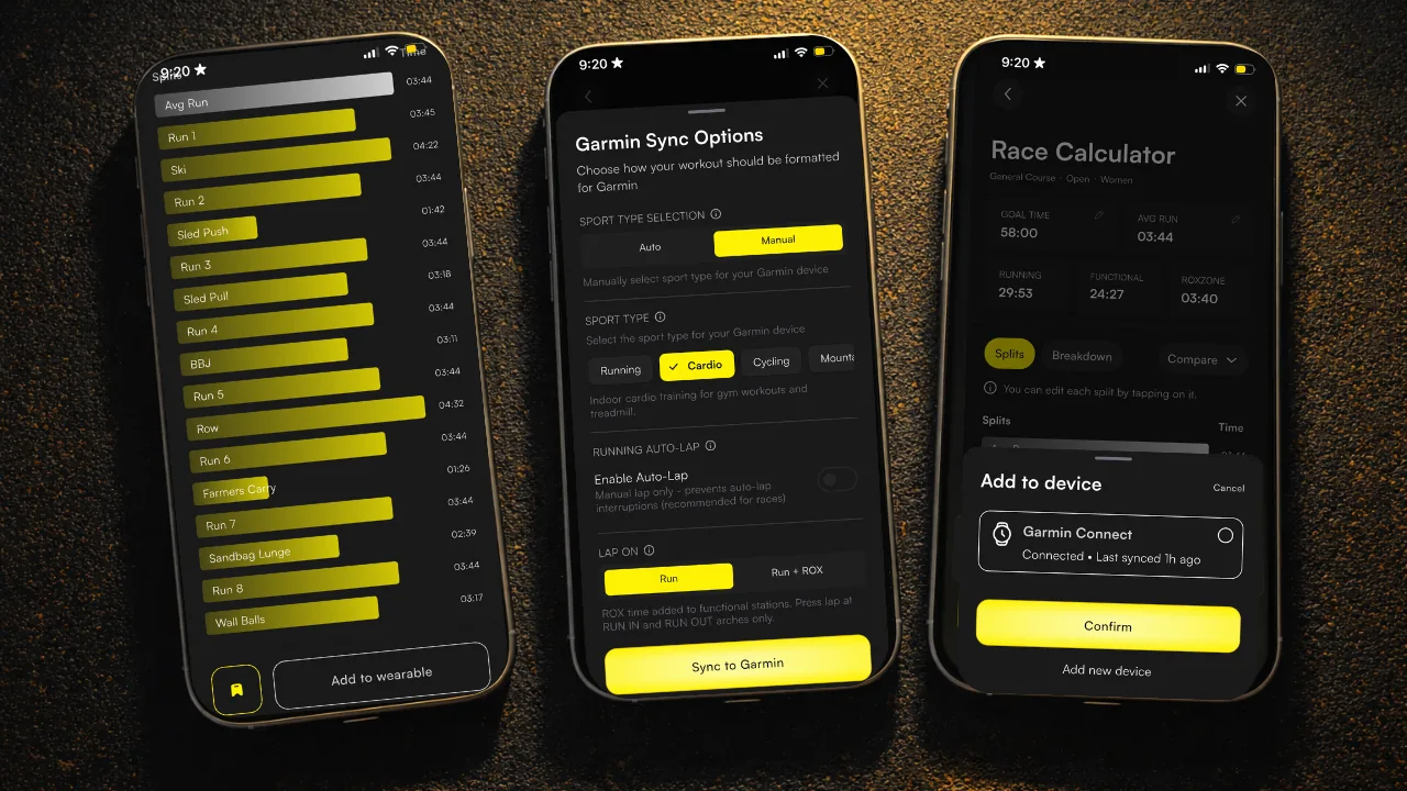 Race Calculator results with 'Add to Wearable' button