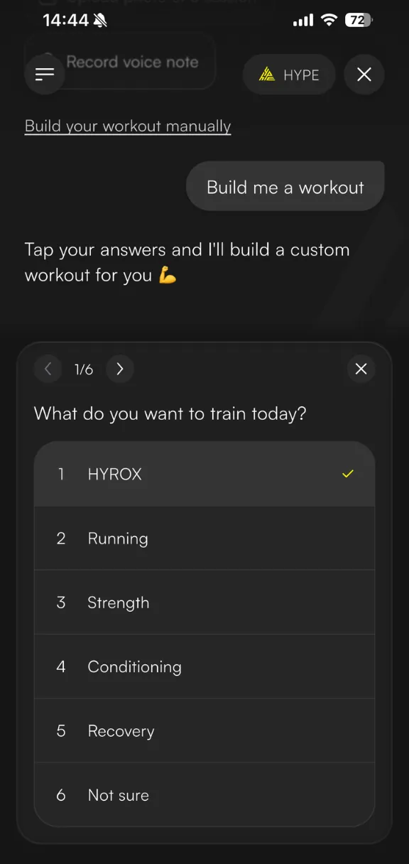 Build workouts with HYPE - Describe it