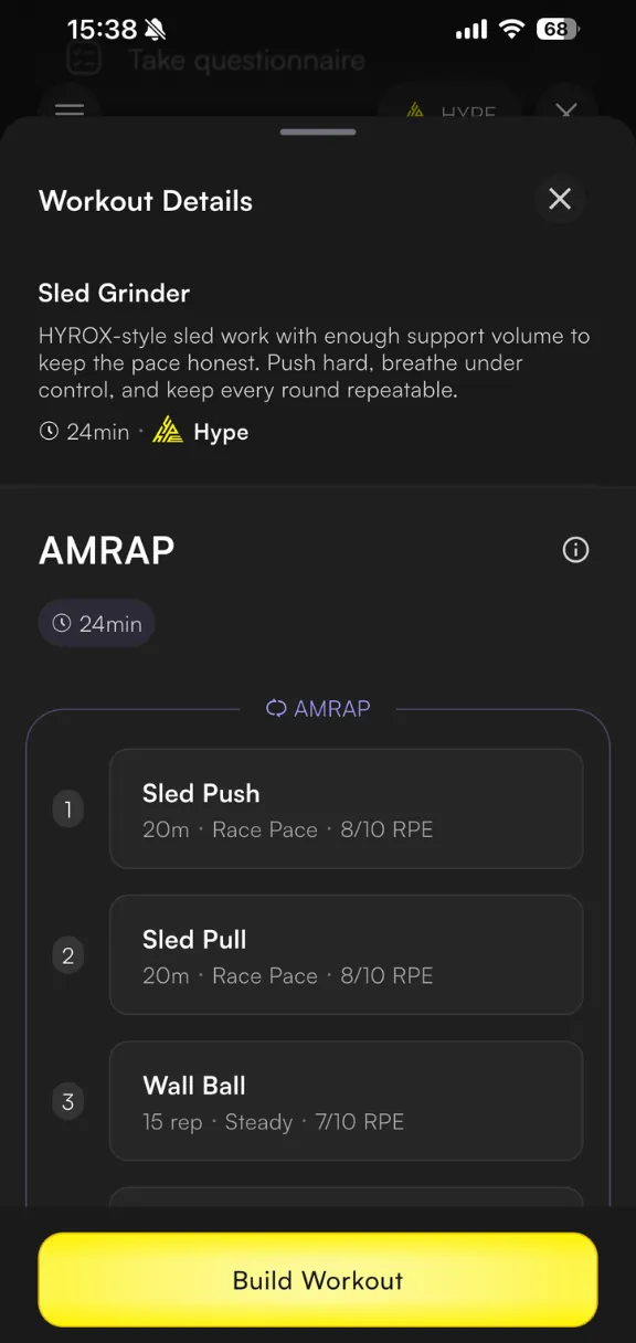 Build workouts with HYPE - Schedule
