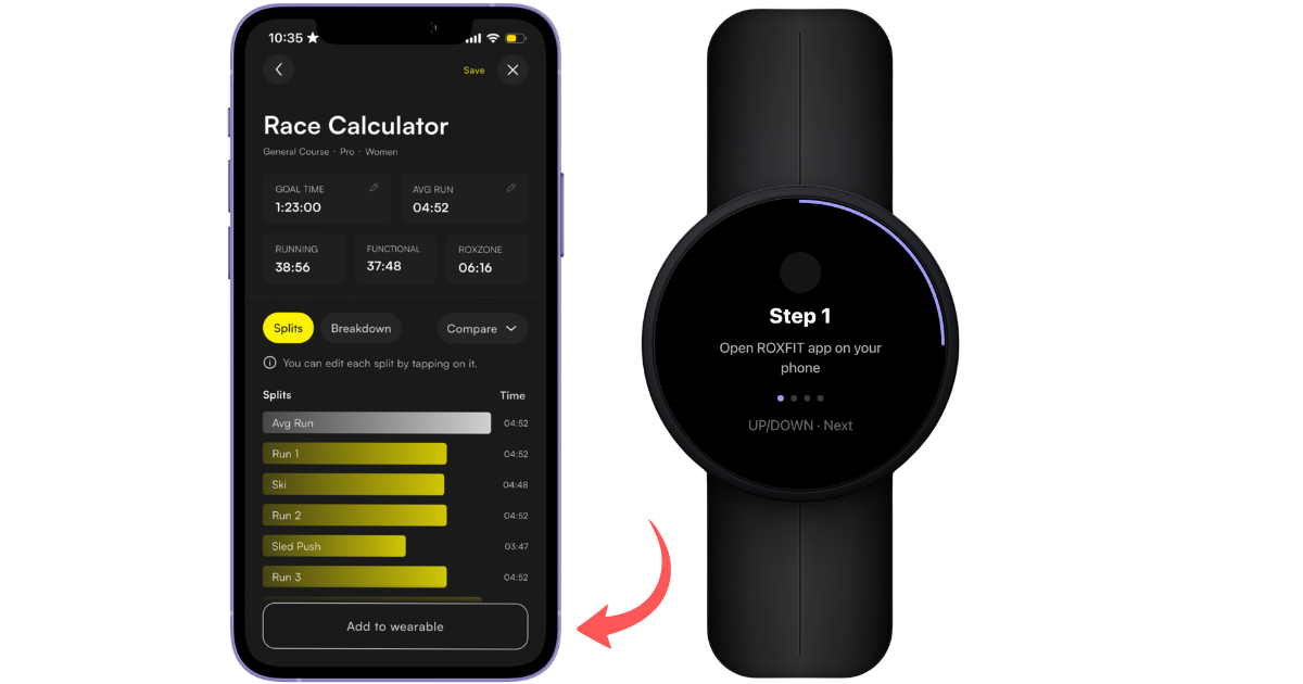 Race Calculator Add to wearable, and Garmin onboarding Step 1